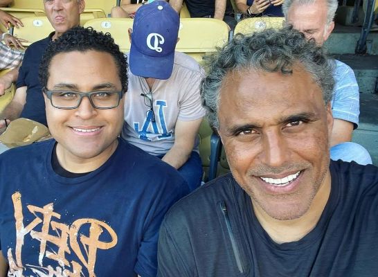 Kari Hillsman's son Kyle Fox with his dad Rick Fox.